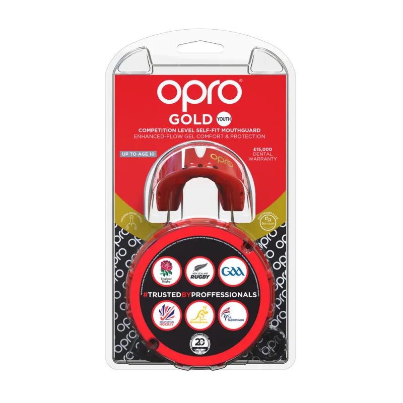 OPRO Self-Fit GEN4 Junior Gold Mouthguard - Red/Pearl 2 OPRO Self-Fit GEN4 Junior Gold Mouthguard - Red/Pearl - Image 2