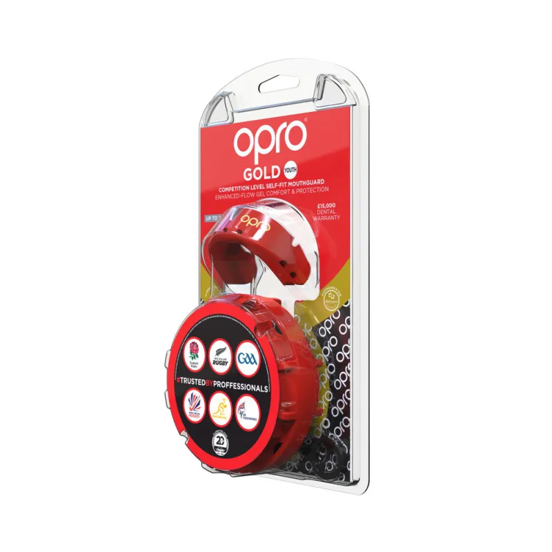 OPRO Self-Fit GEN4 Junior Gold Mouthguard - Red/Pearl 3 OPRO Self-Fit GEN4 Junior Gold Mouthguard - Red/Pearl - Image 3